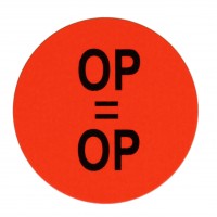 F909 rol @ 2.000 etiketten permanent rond 35 mm fluor rood zwart bedrukt op = op F909 rol @ 2.000 etiketten permanent rond 35 mm fluor rood zwart bedrukt op = op